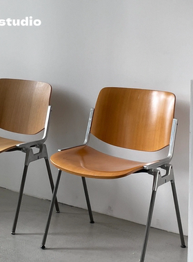 中古卡斯特餐椅包豪斯咖啡厅铁艺折叠椅家用现代休闲椅会议洽谈椅