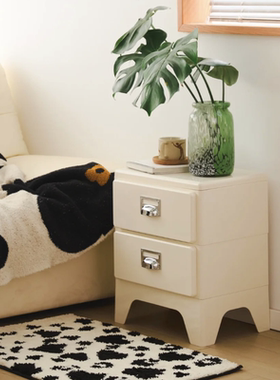 现代简约沙发边柜日式复古三斗柜ins风卧室床头收纳柜网红塑料柜