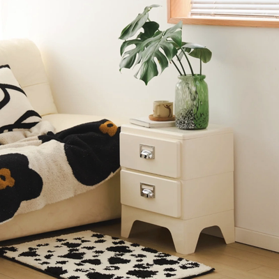 现代简约沙发边柜日式复古三斗柜ins风卧室床头收纳柜网红塑料柜