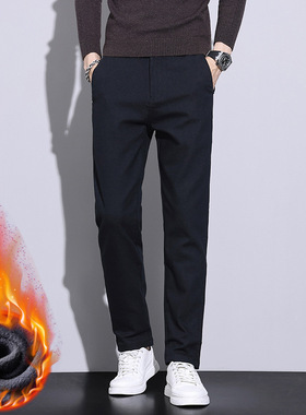 6062加绒新款男裤冬季厚款小直筒裤子男冬季加绒裤子男冬季休闲