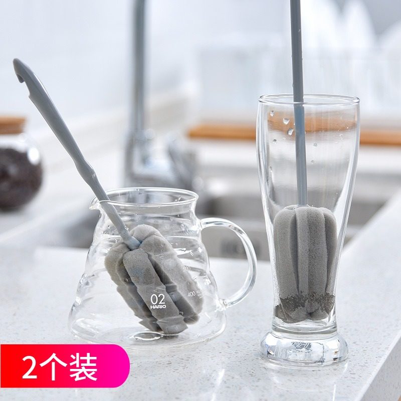 两个装 长柄短柄杯刷保温杯海绵清洗刷奶瓶易清洗刷玻璃杯清洁刷