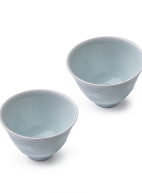 日本kaizan日式青白瓷陶瓷小茶杯新婚礼物对杯情侣杯子礼盒装70ml