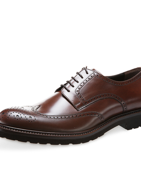 意大利原装进口germano bellesi头层牛皮商务皮鞋圆头牛皮鞋 棕色