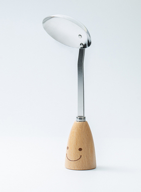 日本进口Nagao 日式榉木柄可站立式不锈钢汤勺家用盛汤勺 17.8cm