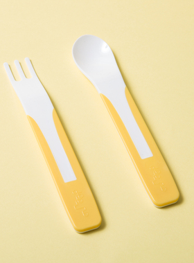 韩国原装进口deeuno健康儿童勺叉儿童勺子儿童叉子 黄色
