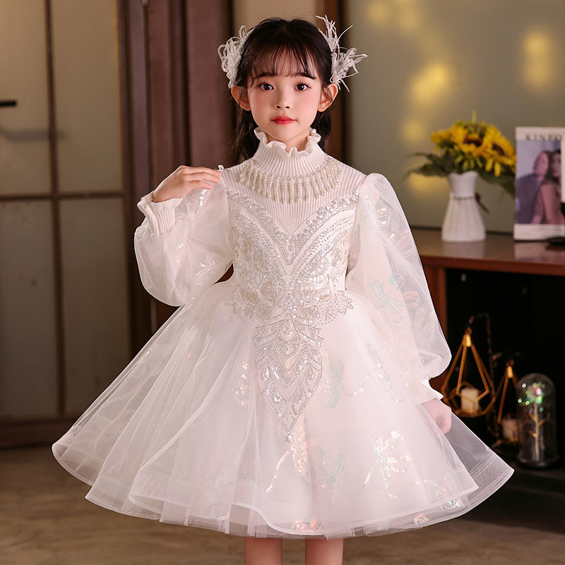 女童礼服轻奢小众儿童婚礼花童公主裙小女孩生日主持人钢琴演出服