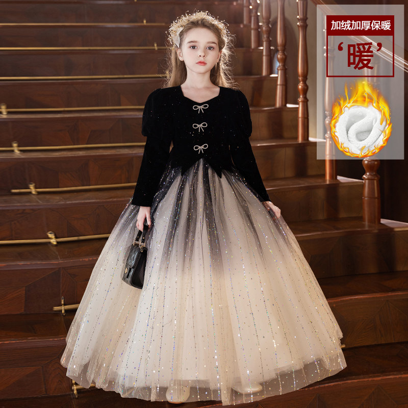 女童礼服轻奢小众高端儿童生日公主裙主持人小女孩钢琴演出服秋冬
