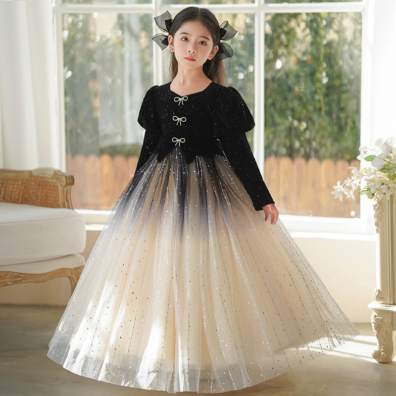 儿童礼服轻奢小众高端公主裙女童生日小女孩主持人钢琴演奏演出服