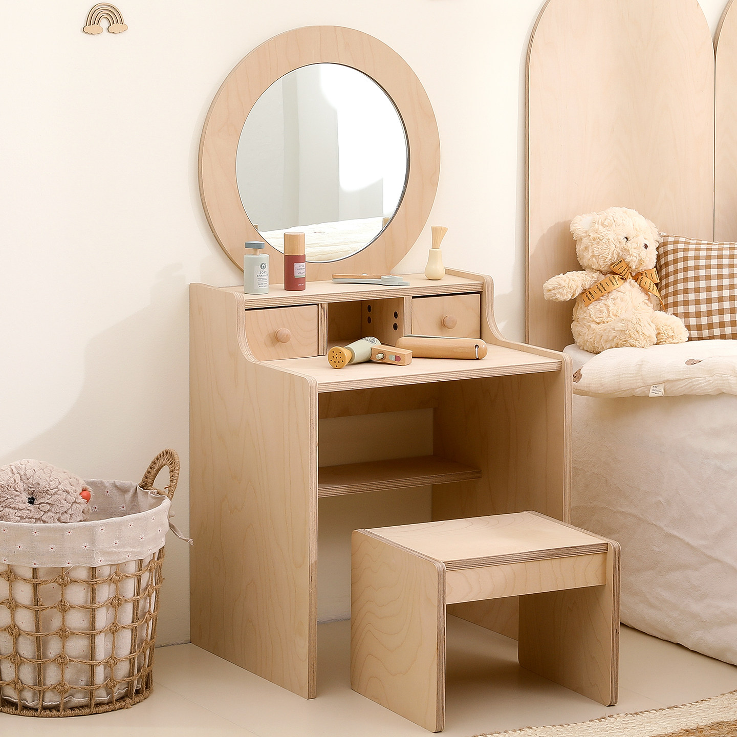 in风梳妆台小型蒙氏儿童房布置迷你化妆桌带收纳可爱宝宝梳妆台,住宅家具,儿童房/婴儿房,淘宝优惠券,粉丝福利购,淘宝优惠卷