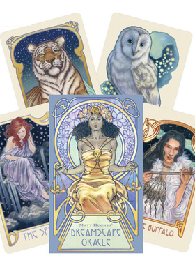进口正版Dreamscape Oracle飘渺愿景神谕卡烫金塔罗牌桌游卡牌