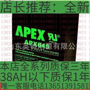 APEX 进口铅酸免维护蓄电池保三年 APX645进口蓄电池6V4.5AH 原装