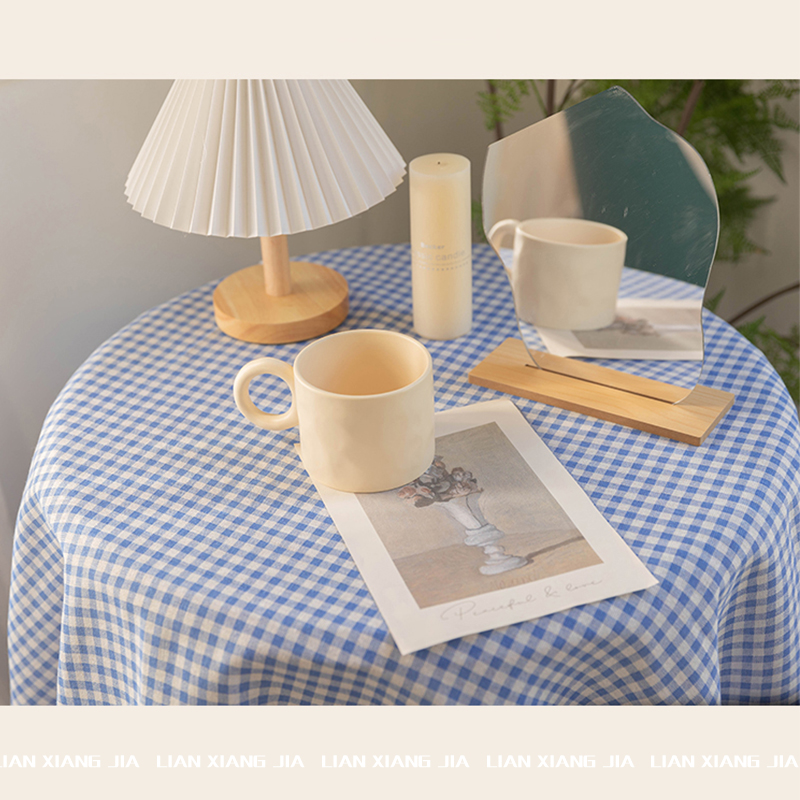 现代简约风格桌布蓝色文艺