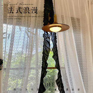 轻奢白色蕾丝窗帘复古赫本风洛可可纱帘客厅卧室短帘刺绣花边 法式
