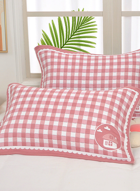 纯棉纱布枕巾一对装透气吸汗家用枕巾单人成人加厚简约枕头巾情侣