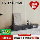 极简伸缩玻璃电视柜 轻奢现代实木小户型客厅简约极窄地柜落地意式