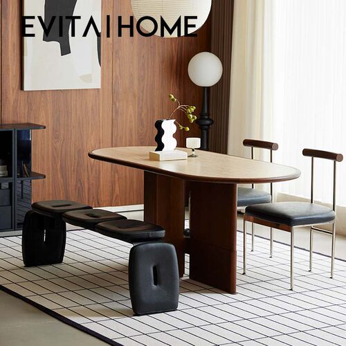 EVITAHome中古洞石岩板餐桌原创