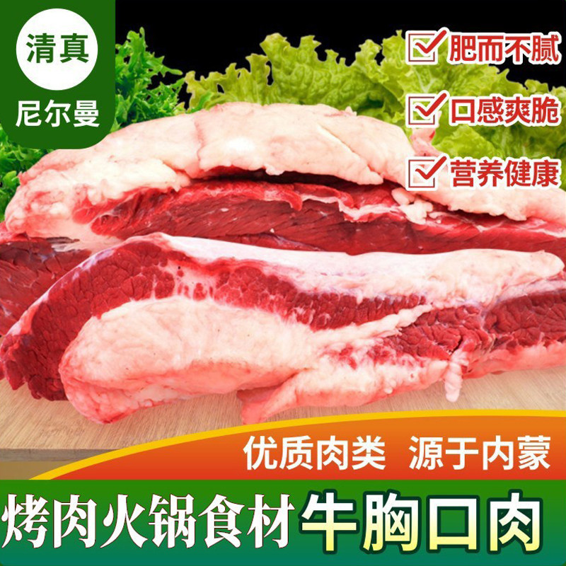 清真内蒙古生鲜牛胸口肉带油整块原切新鲜冷冻烤肉烧烤牛肉胸口油