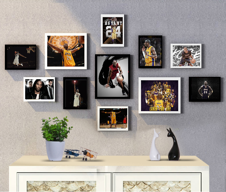 NBA篮球星科比乔丹詹姆斯海报相框挂画卧室酒吧体育装饰画照片墙图片