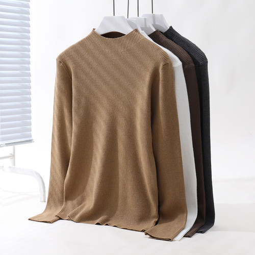 大码半高领针织衫女套头打底衫