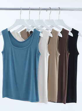 螺纹白色吊带背心女内搭夏季大码胖mm200斤针织方V领薄款打底上衣