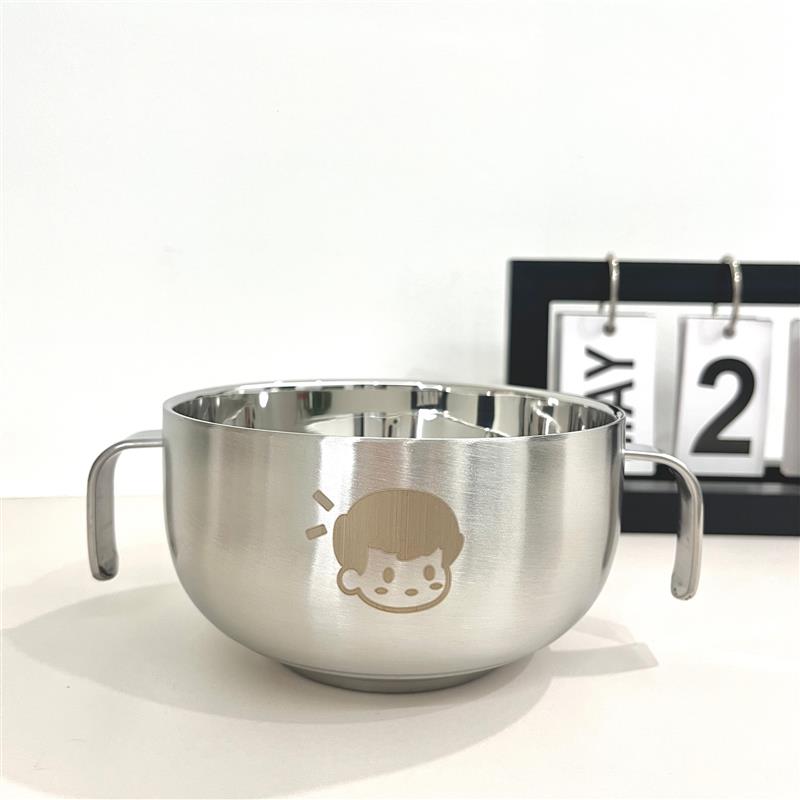 【行业热销】碗家用2025新款304不锈钢儿童碗双层加厚双耳汤碗带