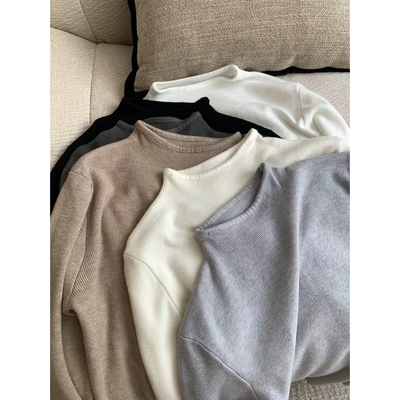 【天鹅颈打底】包芯纱百搭宽松半高领针织打底衫