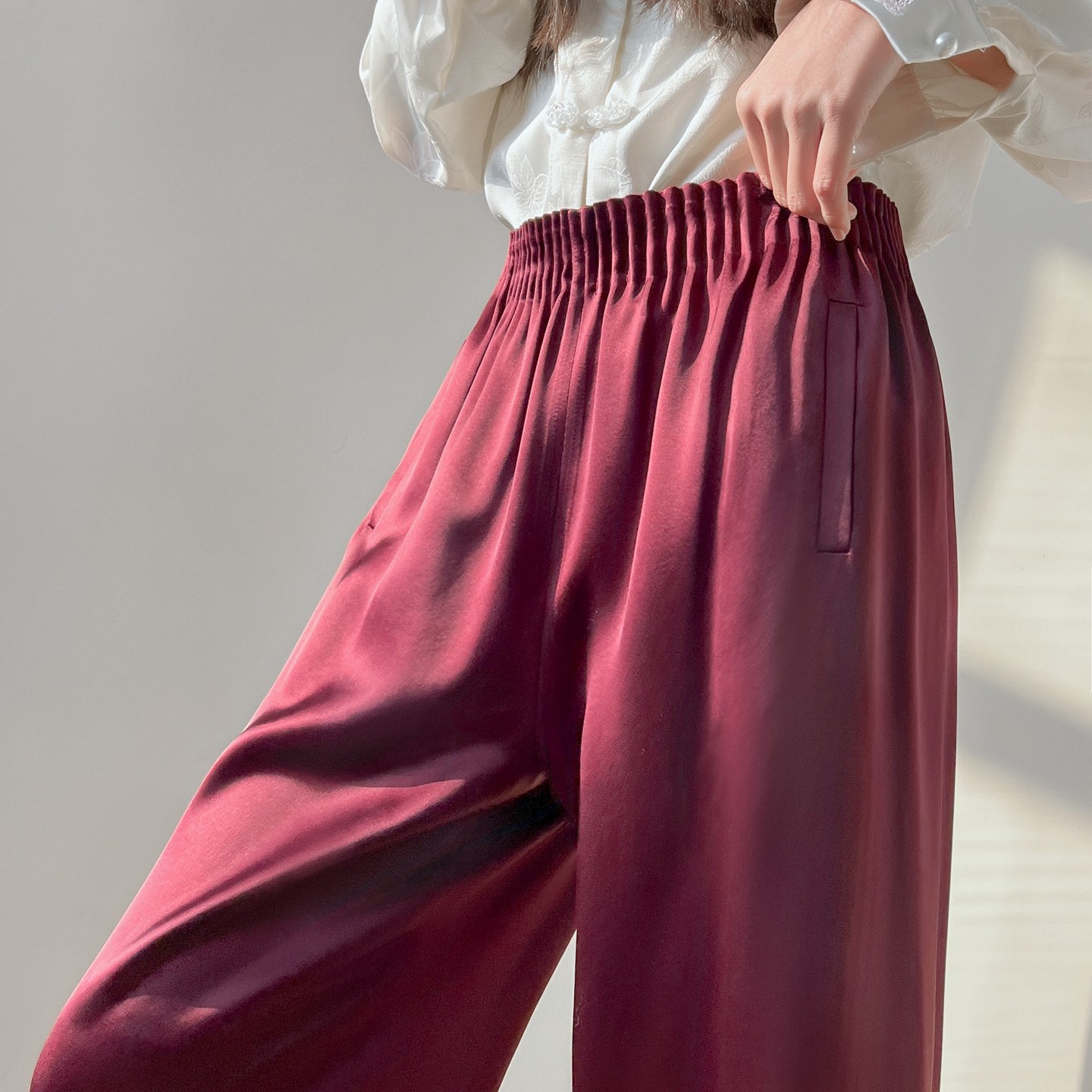 梨形身材显瘦轻奢洋气醋酸缎面阔腿裤女2026春夏宽松显瘦休闲长裤,女装/女士精品,大码裤装,淘宝优惠券,粉丝福利购,淘宝优惠卷