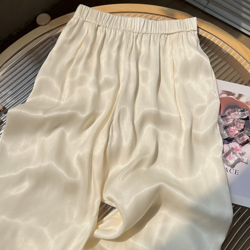 高端天丝缎面阔腿裤夏薄款糯米裤