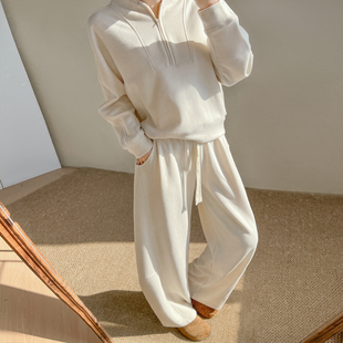 宽松舒适半拉链卫衣弯刀裤运动套装女春秋新款宽松时尚休闲两件套