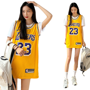 篮球服女夏23号詹姆斯潮美式运动球衣背心上衣女生红色t恤ins情侣