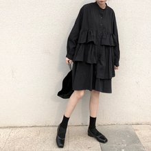 复古不规则连衣裙女宽松褶皱衬衫 潮 长袖 FUTURE THE 独家自制秋季