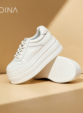 卡迪娜厚底小白鞋2025新款爆款小白鞋小个子松糕底女鞋KCL254305