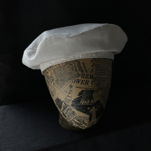 亚麻白大版型轻薄透气松垮日系文艺男搭配贝雷帽58-59cm头可调节