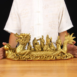 长48厘米铜八仙龙船摆件 工艺品 礼品摆件