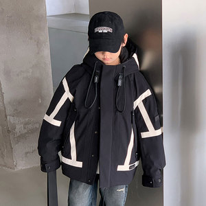大男童派克羽绒服冬季加厚中长款2023新款儿童装冬装工装外套男孩