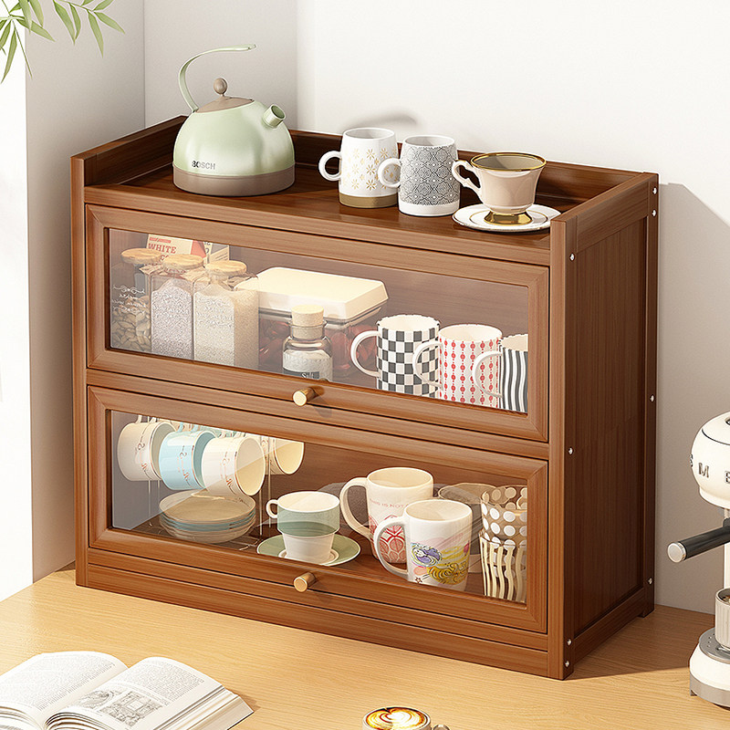 桌面收纳盒杯子收纳柜厨房餐具多层储物柜水杯置物架带门防尘杯架,厨房/烹饪用具,厨房置物架/置物柜/角架,淘宝优惠券,粉丝福利购,淘宝优惠卷
