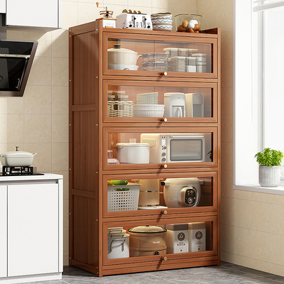 厨房餐边柜置物架落地多层家用收纳柜子多功能橱柜微波炉储物柜子