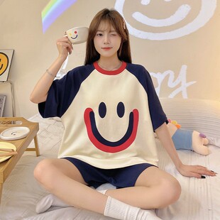 两件套初中高中生女孩宽松休闲家居服 短裤 女学生大童睡衣夏季 短袖