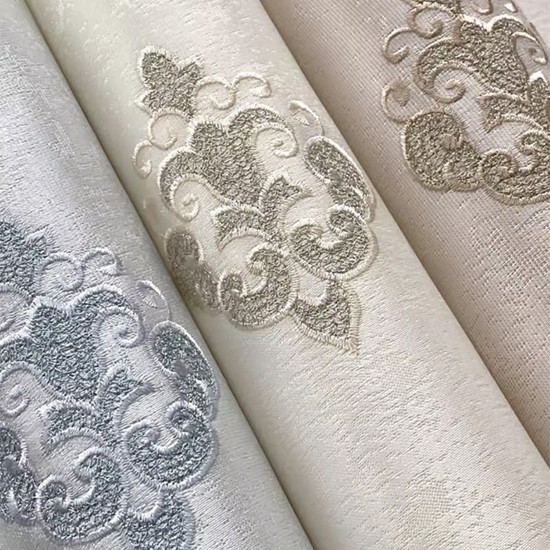 刺绣高档无缝墙布简约现代欧式轻奢壁布全屋客厅卧室电视墙背景