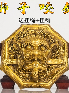 铜狮咬剑家用摆件大门挂件门对门