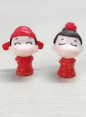 中国传统风格结婚情侣场景摆件饰品多肉盆栽微景观diy人物