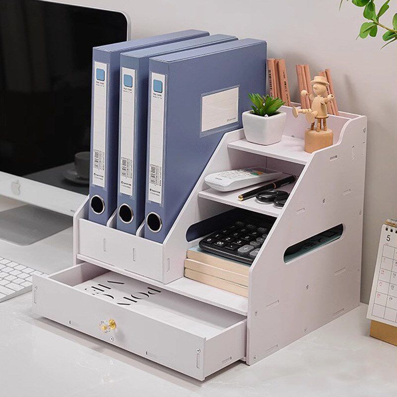 文件架桌面收纳多层置物架书立办公用品a4档案整理架子文件收纳盒