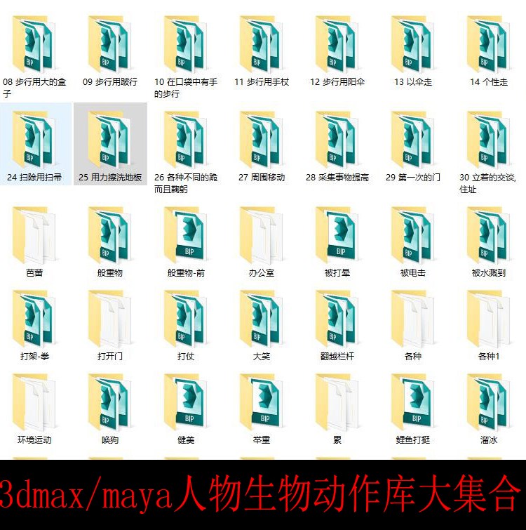 3dsMax Maya游戏CG人物角色骨骼Biped绑定动物走跑跳爬动画动作库 商务/设计服务 设计素材/源文件 原图主图