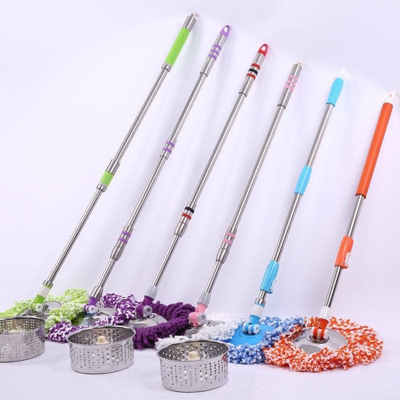 热销旋转拖把杆加强型旋转拖把杆不锈钢 旋转拖把头通用自动伸缩