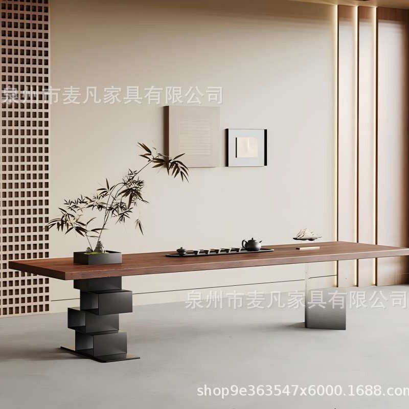 侘寂风设计茶桌简约创意办公桌客厅实木大板桌新中式现代艺术书桌
