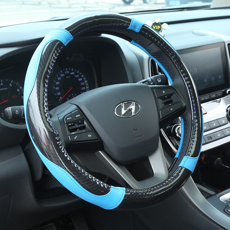 厂家现货汽车碳纤维方向盘套四季通用仿皮车载把套汽车内饰用品