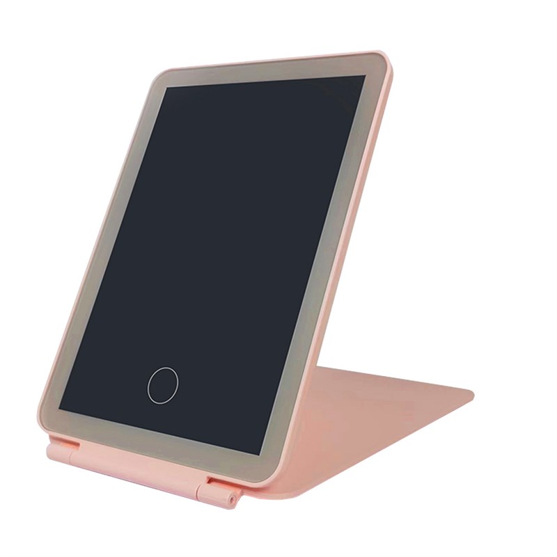 新款台式便携化妆镜梳妆镜平板折叠LED镜子宿舍桌面补光随身镜