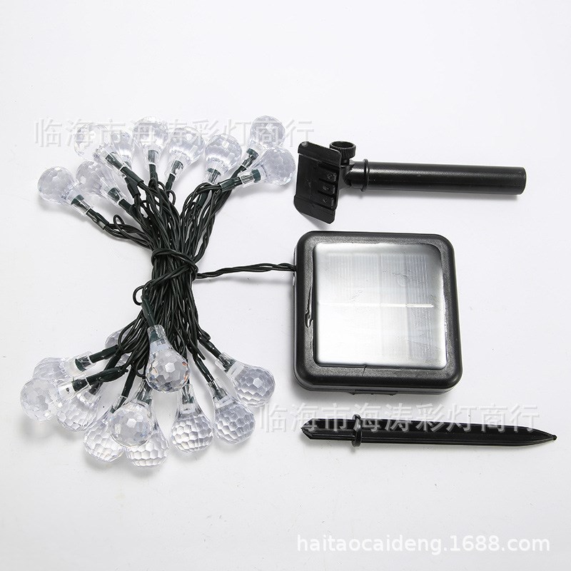 太阳能冰锥彩灯圣诞节日灯低压防水灯串小水滴LED太阳能水滴彩灯