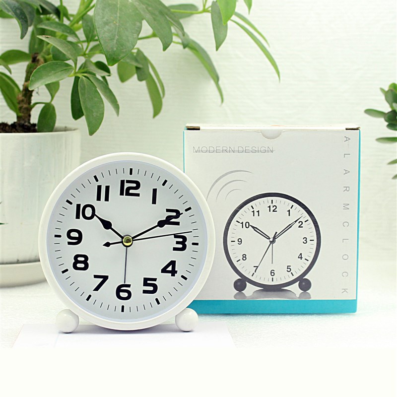 金属喷漆卡通简约闹钟夜灯创意打铃儿童小学生床头时尚座钟定钟面