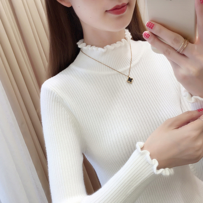 罗卡劳拉纯色中领针织衫打底衫女